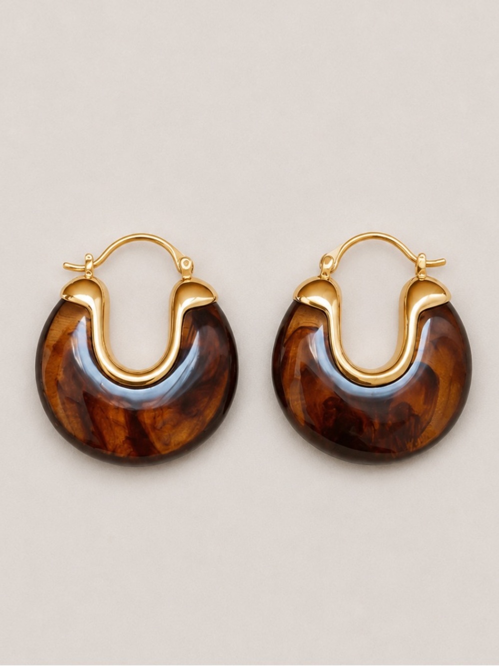 New! Amber Gold Hoop Earrings NWOT